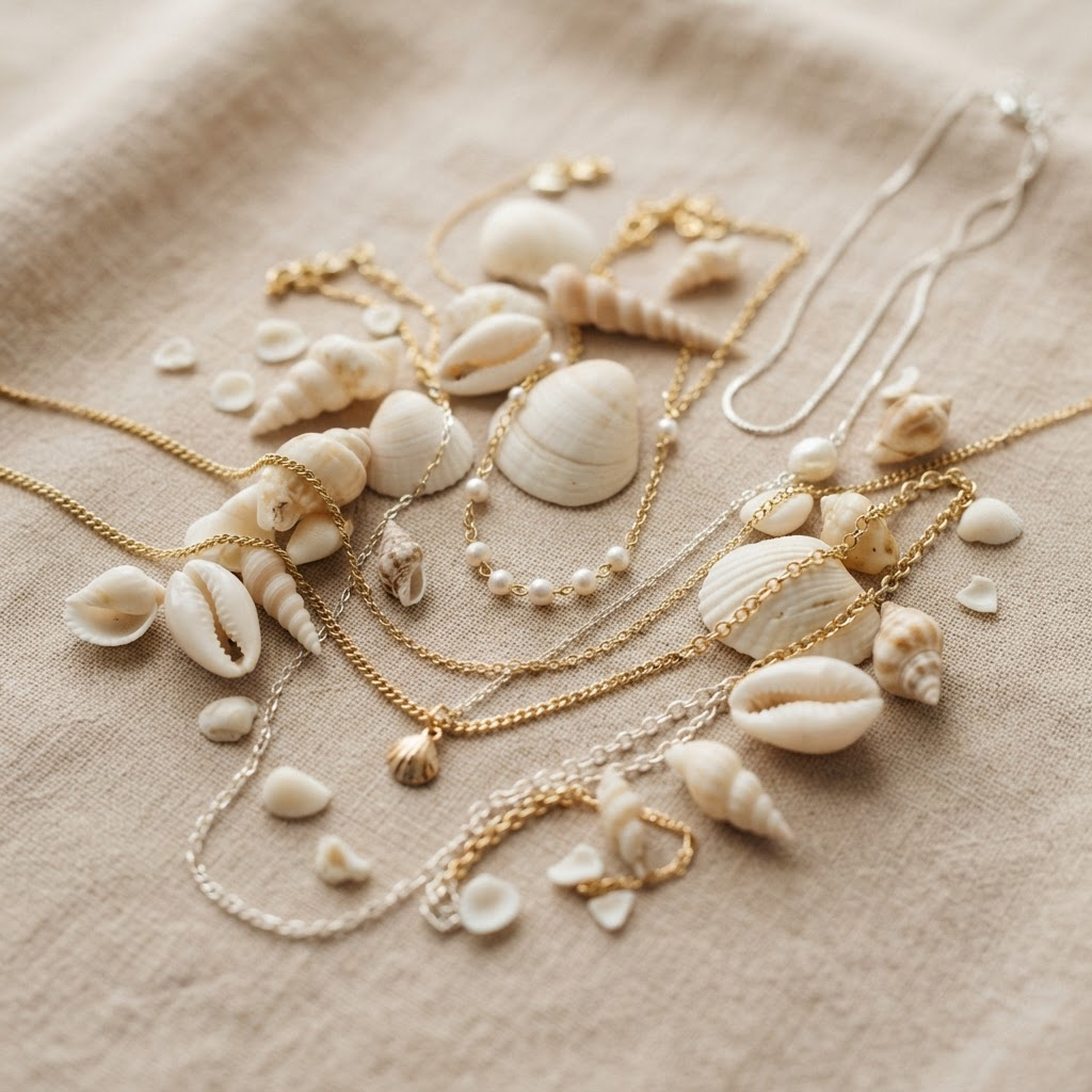 Goldene und silberne Ketten mit Muscheln bei Bares4Wahres in Mettlach
